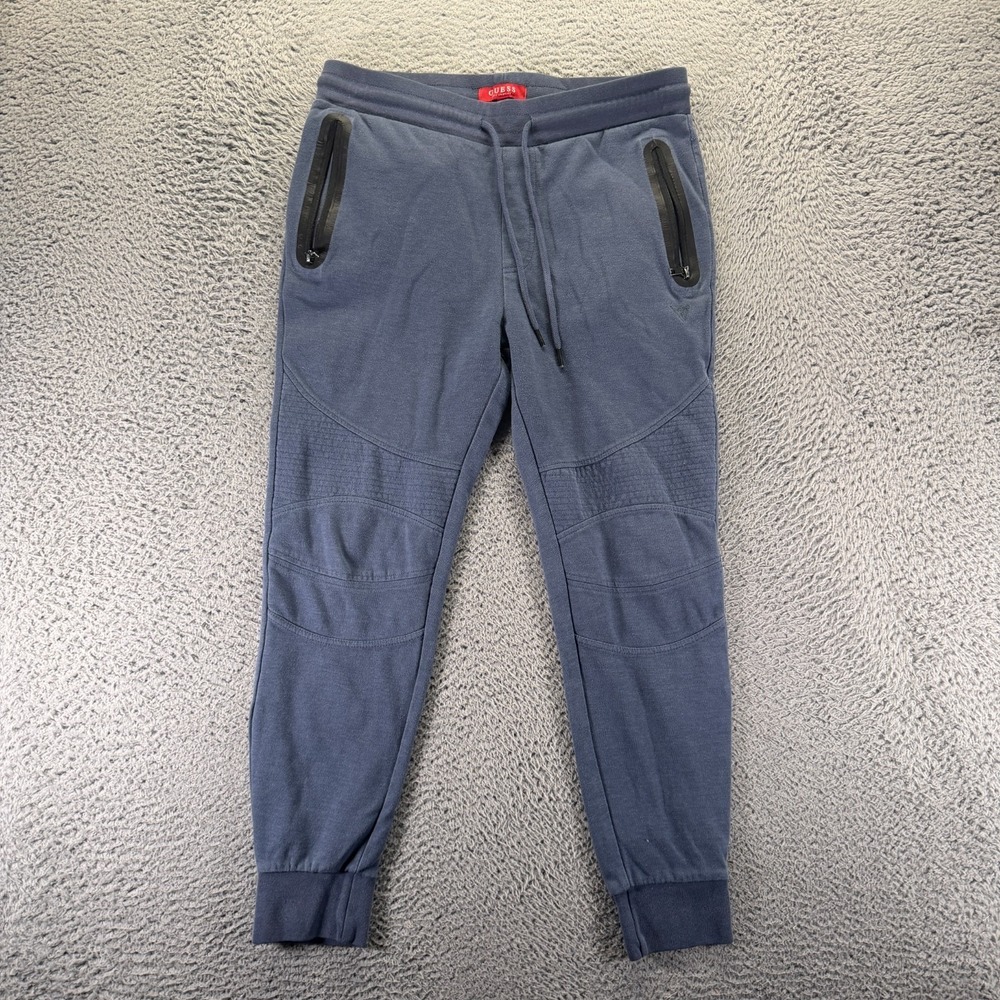 Guess Sweatpants Men's 34x28 Blue Cotton Jogger Tapered Running Training Workout